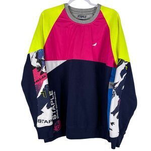 Staple Pigeon mens XL Long Sleeve Pink grey blue Snowboarding sweatshirt